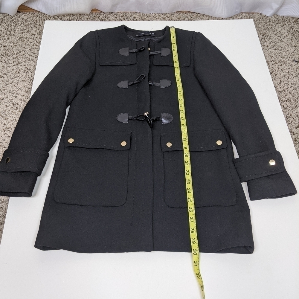 Zara Duffle Horn Toggle Black Pea Coat Jacket - Size XS - Picture 10 of 10